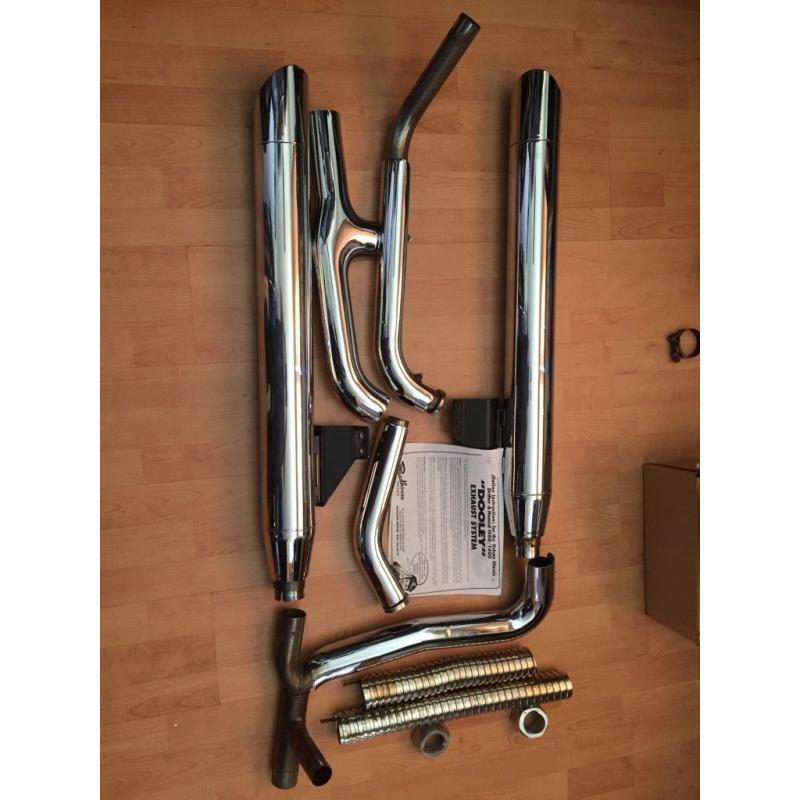 ORIGINAL ROADHOUSE DOOLEY EXHAUST SYSTEM KAWASAKI VN1600 CLASSIC TOURER NOMAD WITH SLASH CUT TIPS