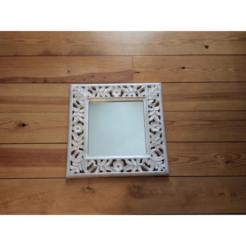 White shabby chic timber framed mirror