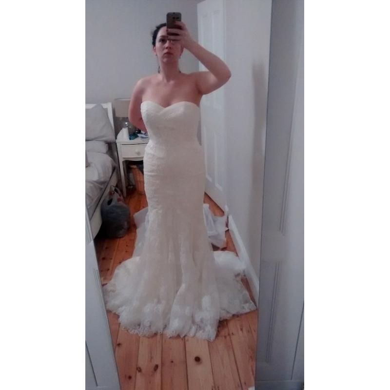 Size 12 - beautiful lace, fish tail, strapless La sposa mullet wedding dress