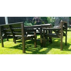 Lovely solid wood wooden garden furniture set bench chairs table stained MUST GO