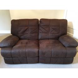 Two seater electric recliner chocolate brown sofa x2