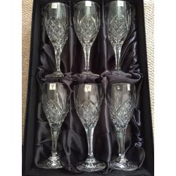 Six Rockingham Crystal Wine Glasses