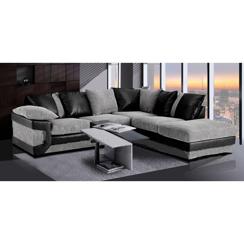 luxery leather corner sofa black and grey brand new 50% off shop price