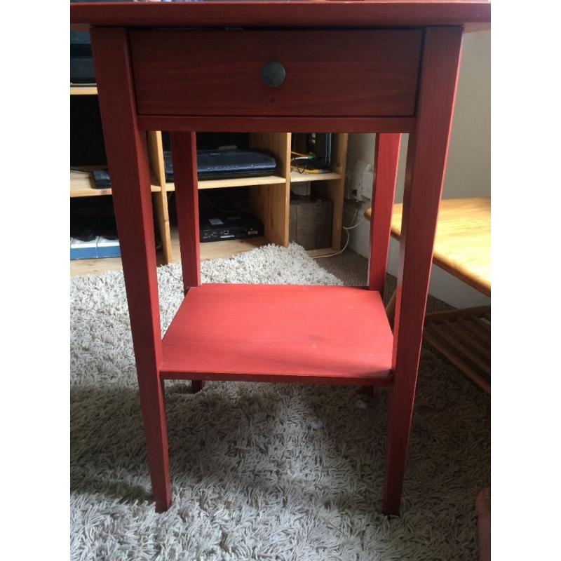 RED IKEA HEMNES BEDSIDE HALL KITCHEN TABLE with drawer :)