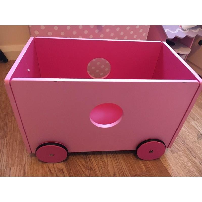 Wheeled Pink Toy Storage Box