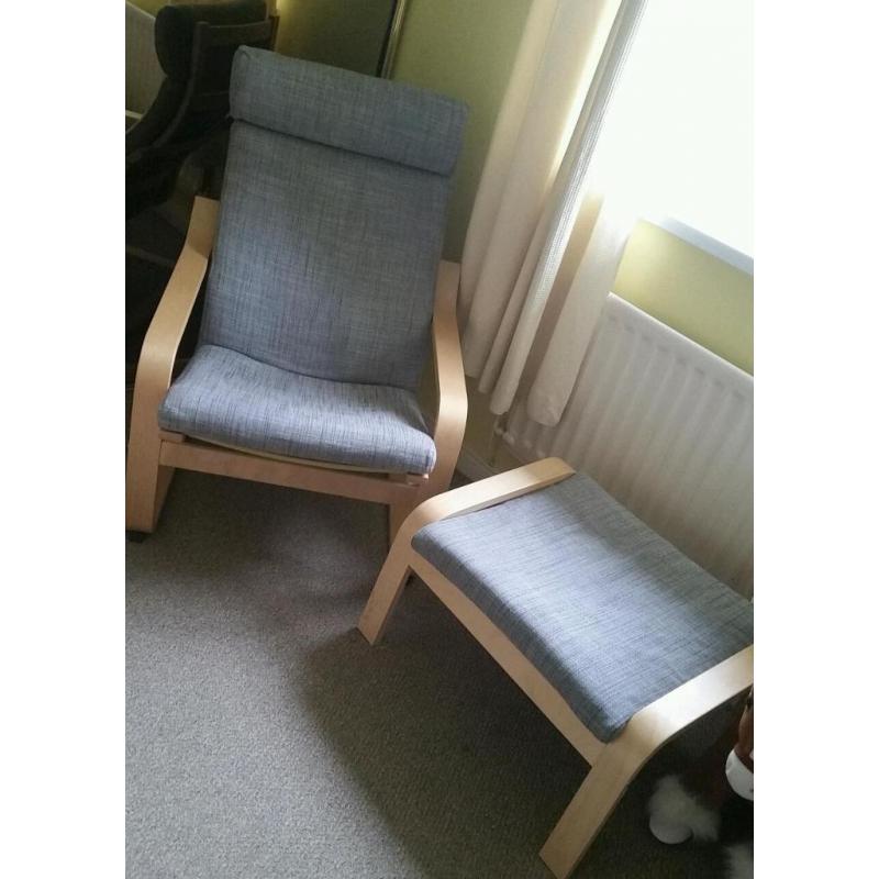 Ikea Poang chair and footstool