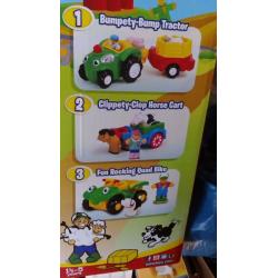 NEW wow toys 3 in 1 farm yard box set animals vehicles tractor people