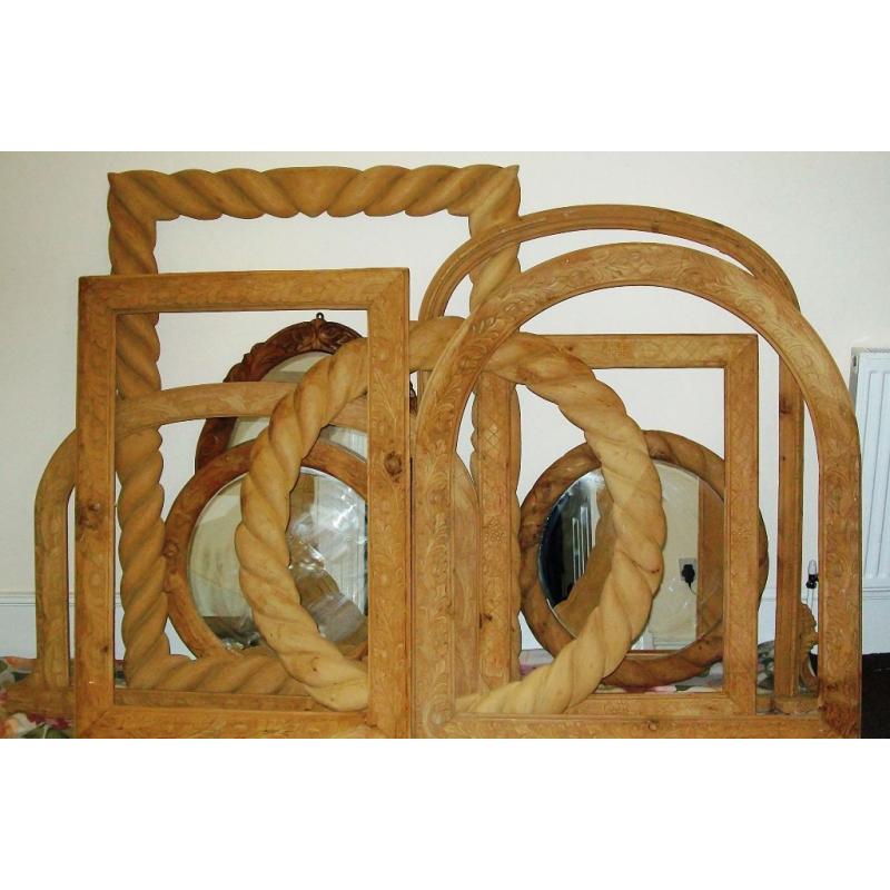 ANTIQUE STYLE HAND CARVED PINEWOOD MIRROR PICTURE FRAME BEAUTIFUL DESIGNSS