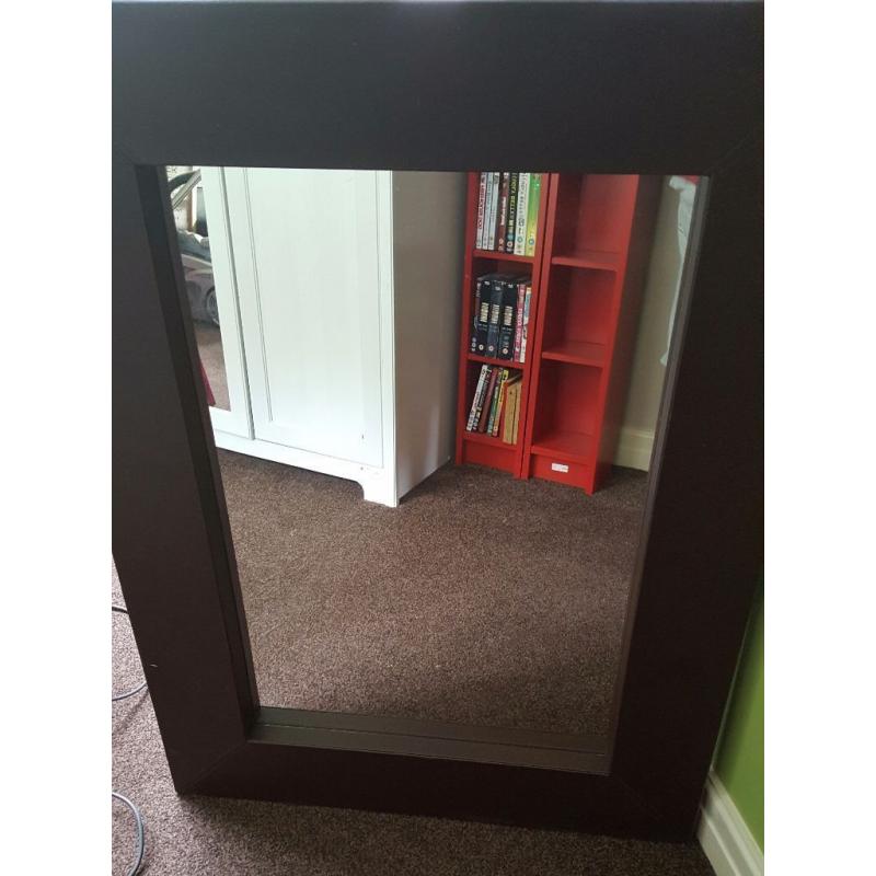 Large brown leather effect mirror