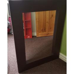 Large brown leather effect mirror