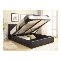 BRAND NEW - Double/Small Double Leather Ottoman Storage Gas-Lift up Bed W SEMI ORTHOPAEDIC MATTRESS