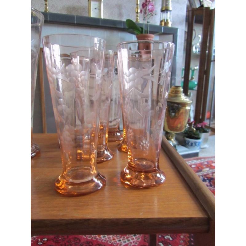 Glass Pitcher and 6 tumblers