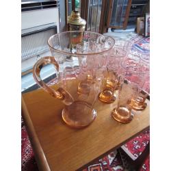 Glass Pitcher and 6 tumblers