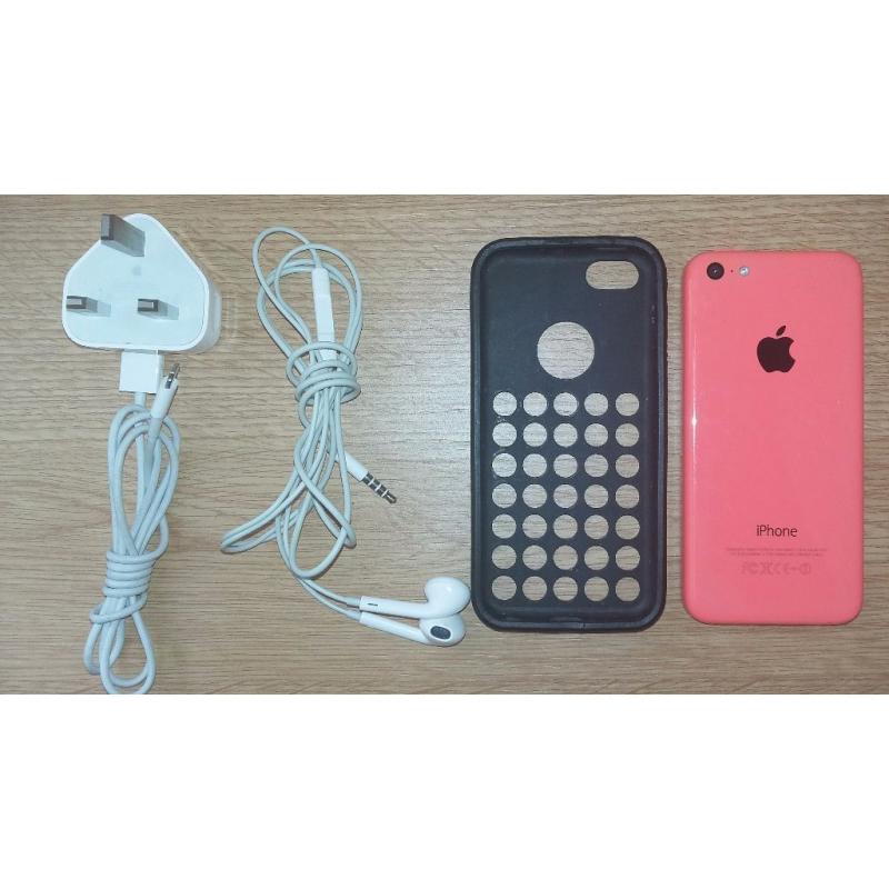 Unlocked 16Gb Iphone 5c pink charger & earphoes
