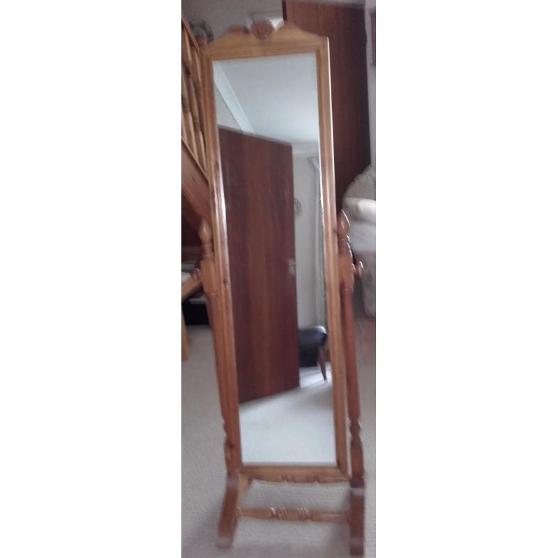 Free Standing Large Cheval Mirror In Solid Pine