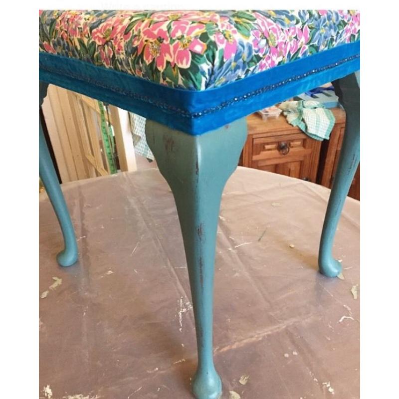 Shabby chic stool with Liberty fabric