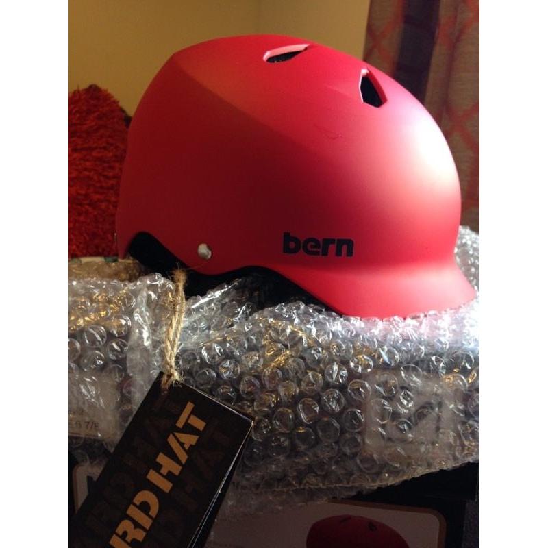 Red matte Bern helmet