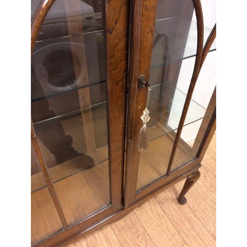 Vintage oak cased display cabinet