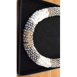 Stunning statement pearl and silver bead necklace, perfect for wedding, bridal, occasion jewellery