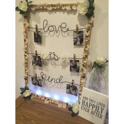 'Love is kind' personalised photo frame to hire!