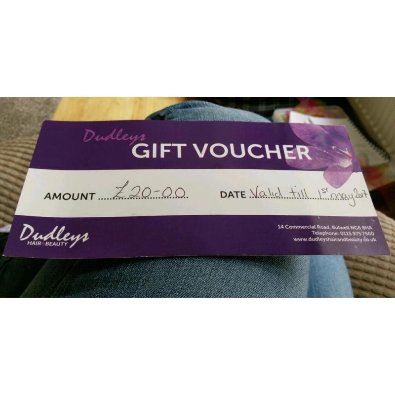 Gift voucher for Dudley's Hair and Beauty Bulwell