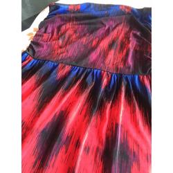 a colourful strapless long beach/holiday dress in asnew condition only worn 2x size 12_14