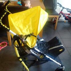 yellow and black koochi with footmuff/ bag/ raincover