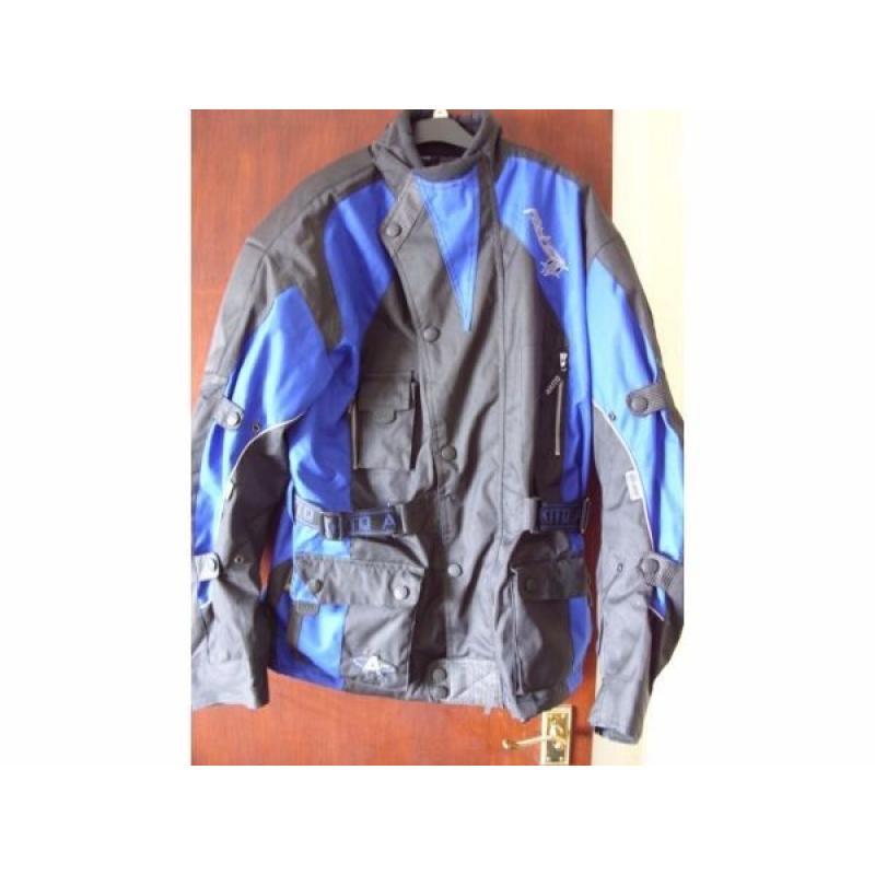 AKITO Python II motorcycle riders jacket, blue/black, size Large