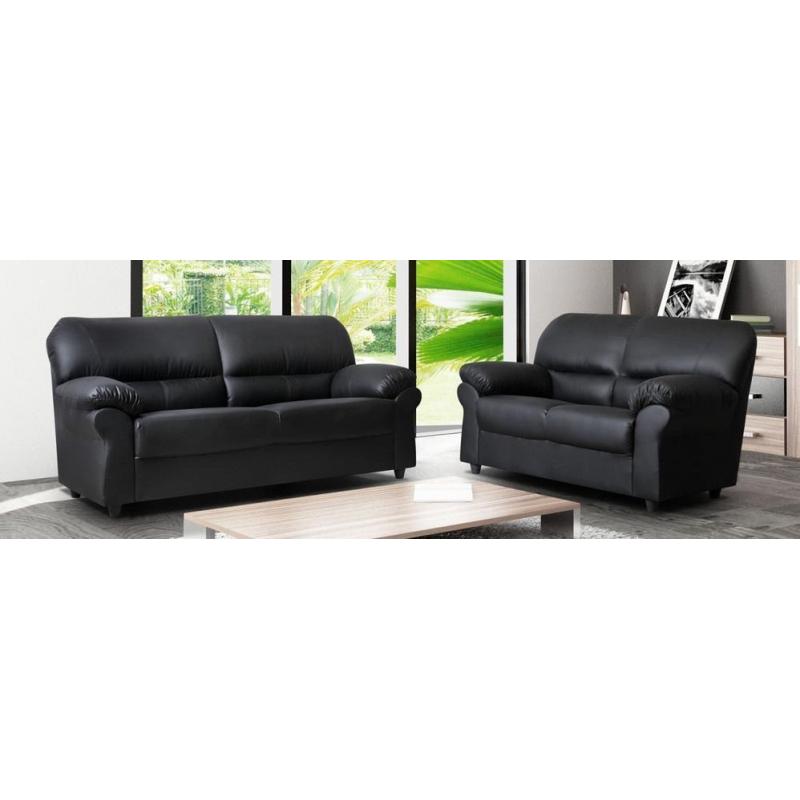 SUMMER SPECIAL leather 3+2 sofas brand new BLACK OR BROWN