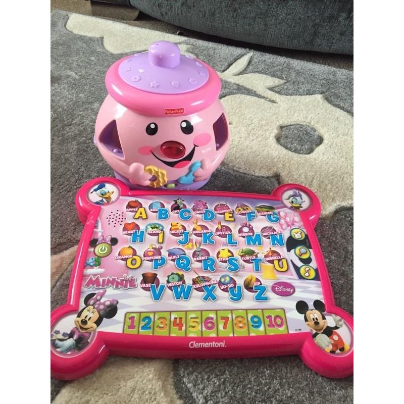 Fisher price cookie jar and Minnie Mouse board