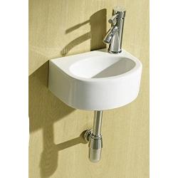 Small Compact Round D Shaped Oval Cloakroom Basin Bathroom Sink Wall Hung 300 X 230 Right Hand