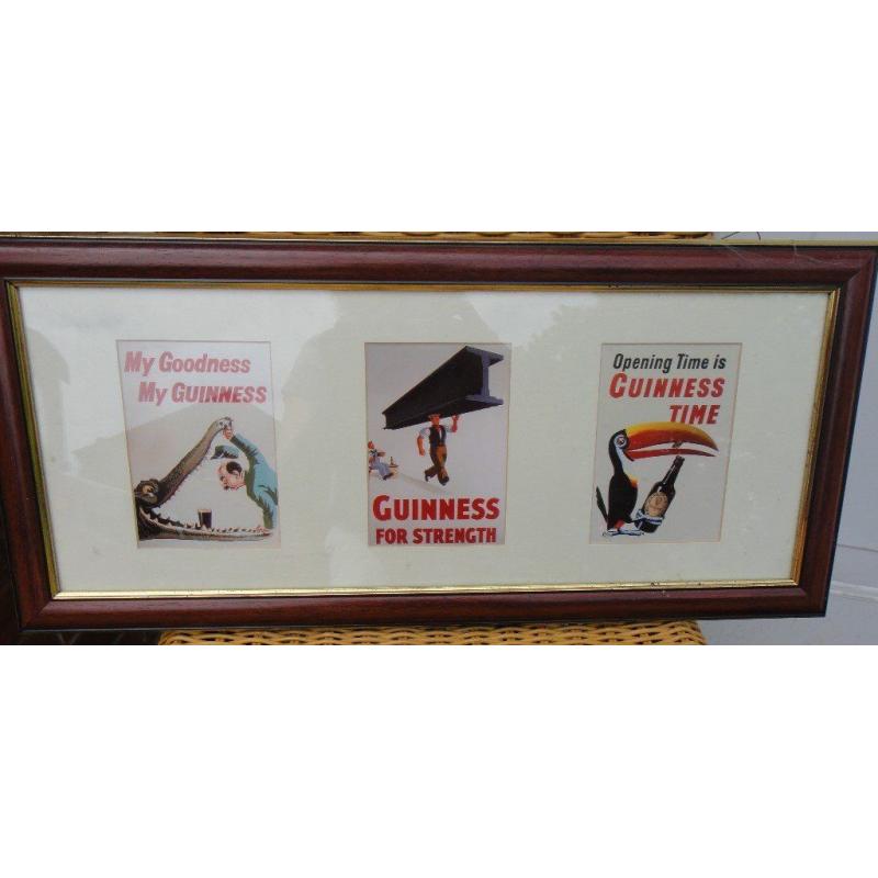 Trio of framed vintage Guinness prints