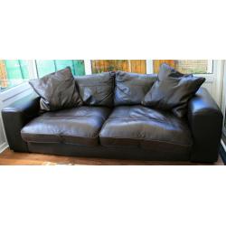 DFS 3 Seater Leather Sofa and Footstool