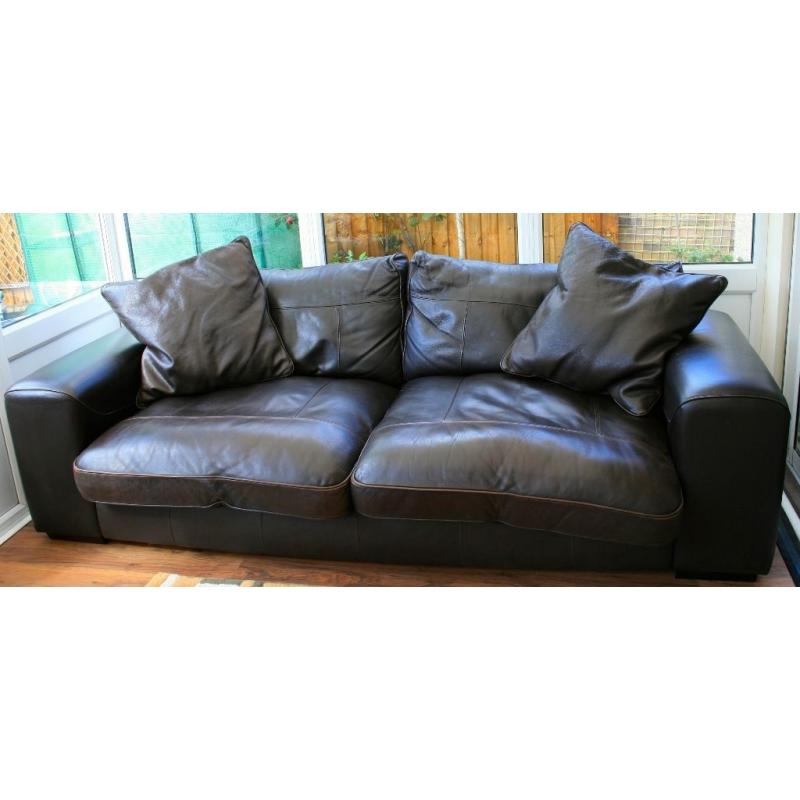 DFS 3 Seater Leather Sofa and Footstool