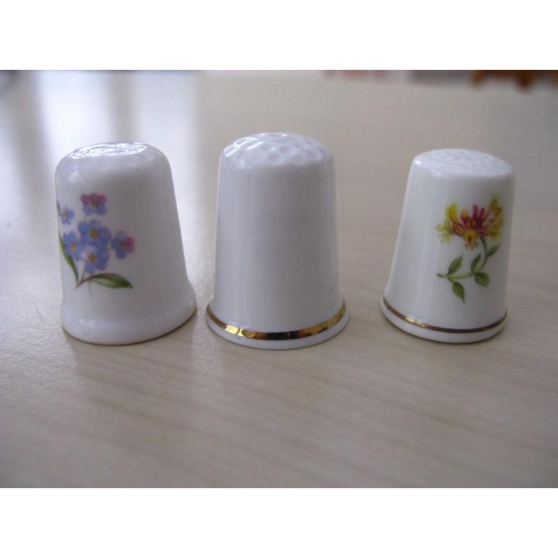 3 Porcelain Thimbles