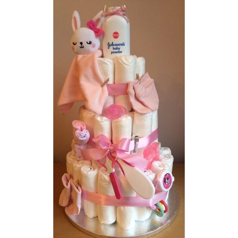 Pink nappy cake, baby shower, baby girl, new baby