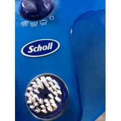 SCHOLL FOOT MASSAGER, LITTLE USED, PLUS ACCESSORIES.