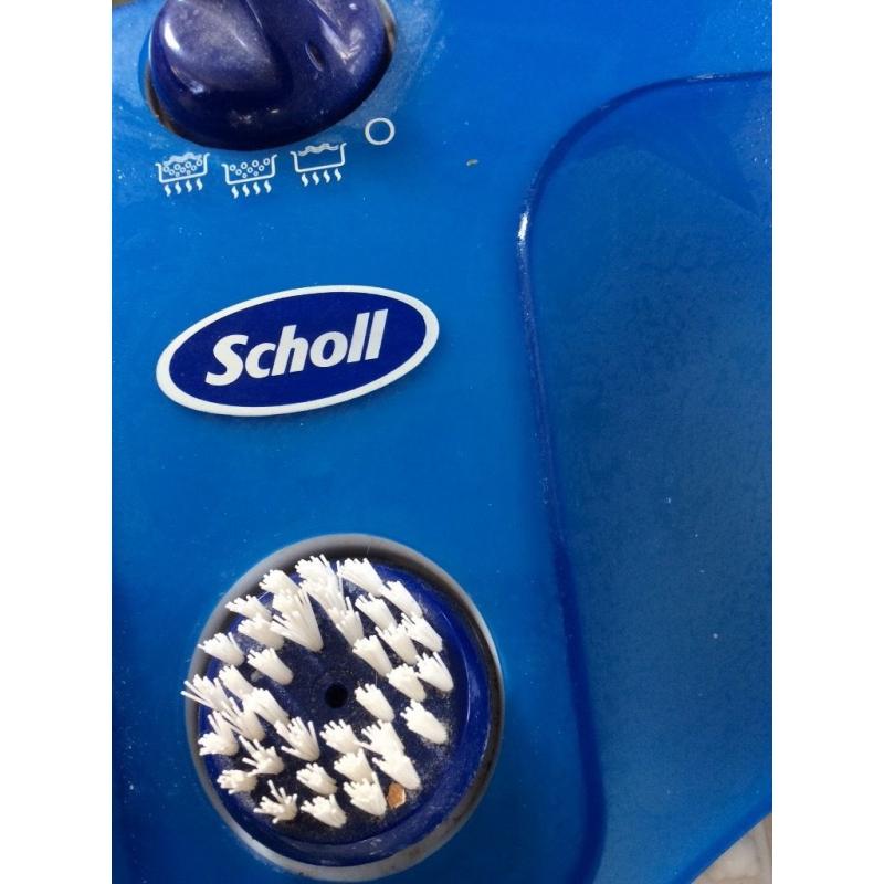 SCHOLL FOOT MASSAGER, LITTLE USED, PLUS ACCESSORIES.