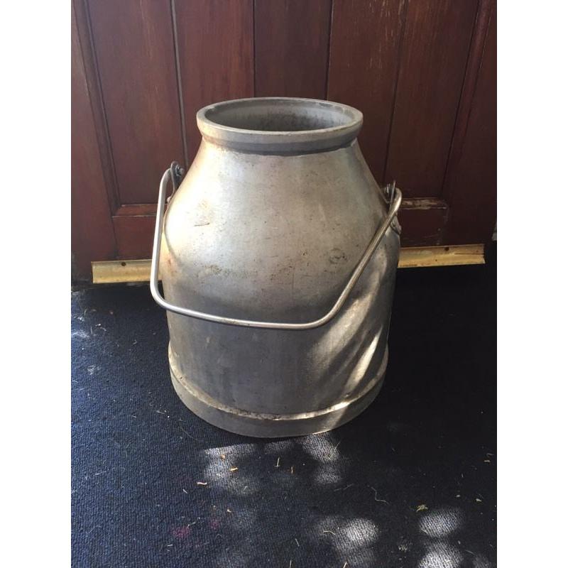 Vintage aluminium milk churn with handle
