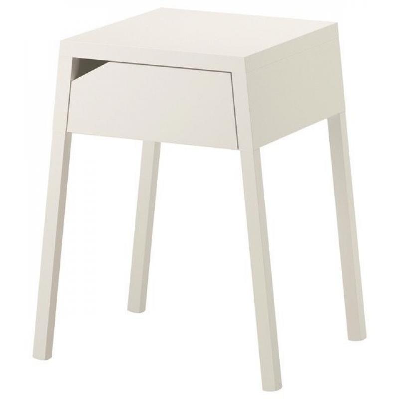 White metal IKEA bedside table