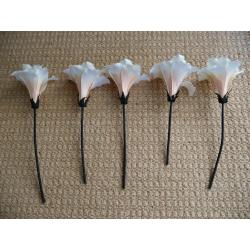5 X 13.5" Artificial Peach & Cream Lilies with Black Stems for Flower Arrangements / Arts & Crafts