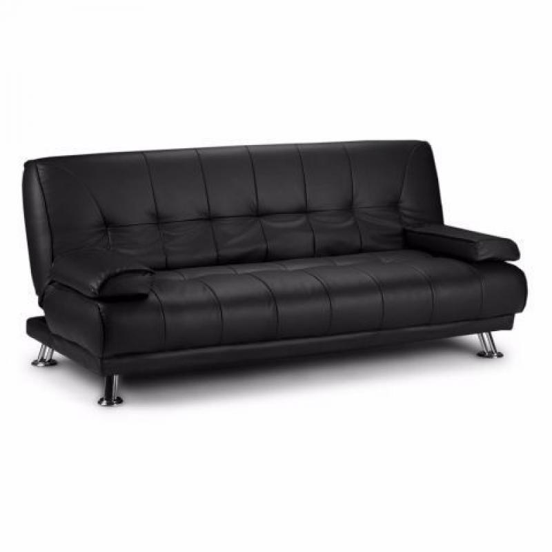 Luxurious Black Faux Leather Sofa Bed