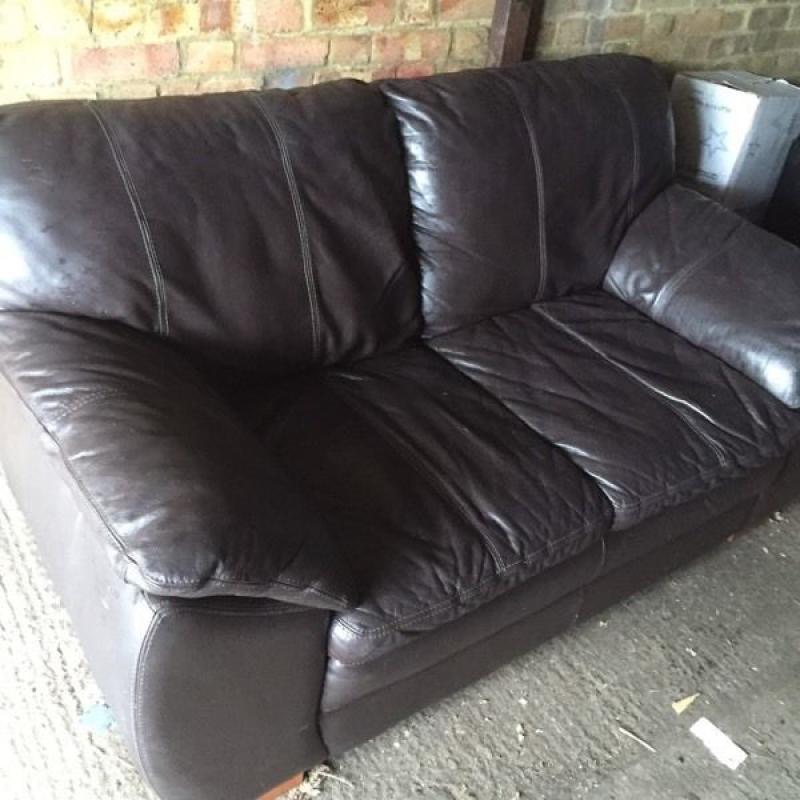 Brown leather sofa