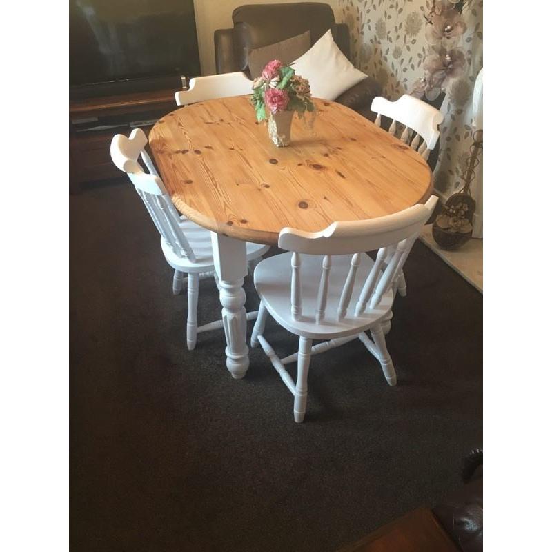 Shabby chic dining oval table and chairs