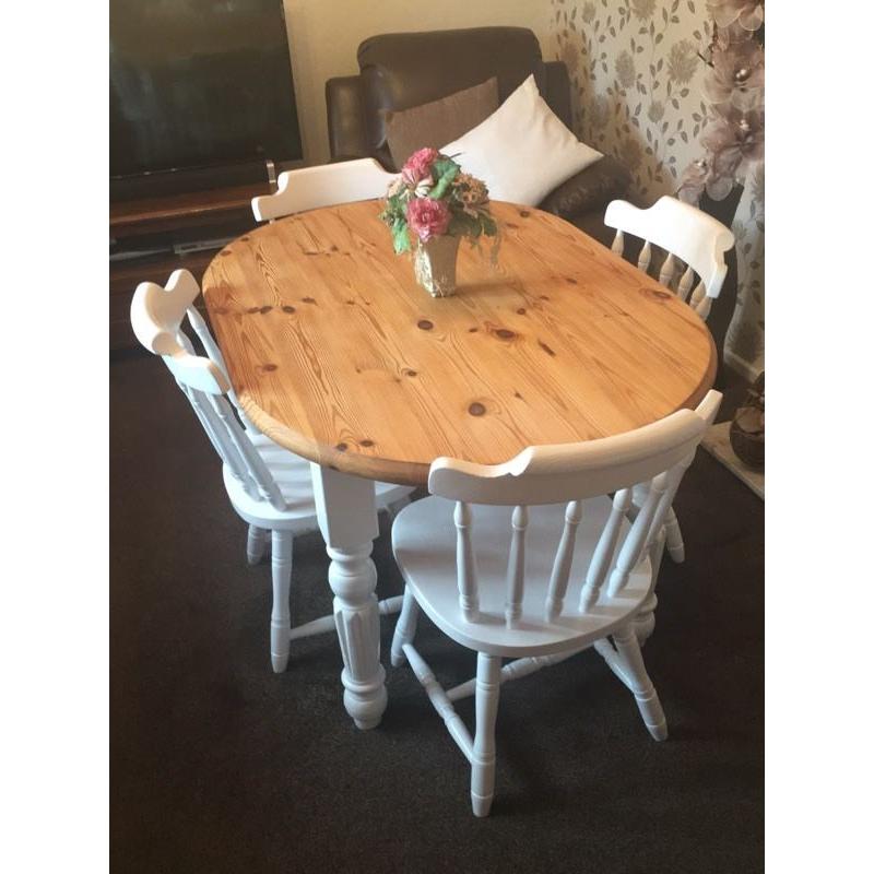 Shabby chic dining oval table and chairs