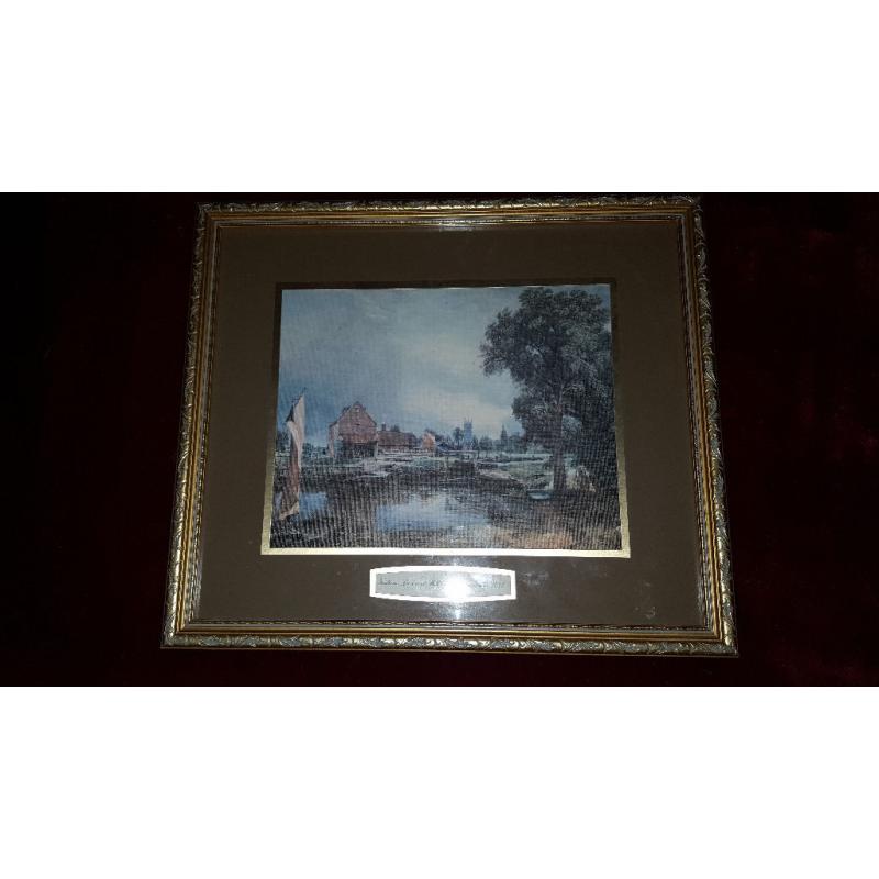 Vintage-Art-Print-Dedham-Lock-Mill-John-Constable Rustic Wooden-Gold Frame SP-P