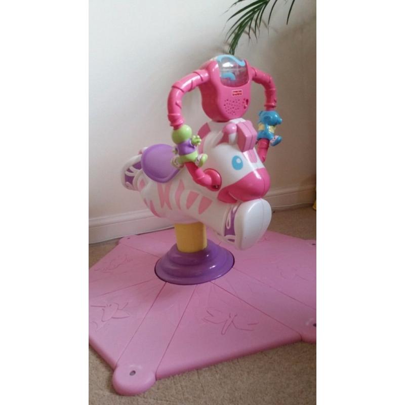 FISHER PRICE PINK SPIN AND BOUNCE ZEBRA