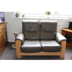 3+2 Seater Brown Leather Suite/Sofa