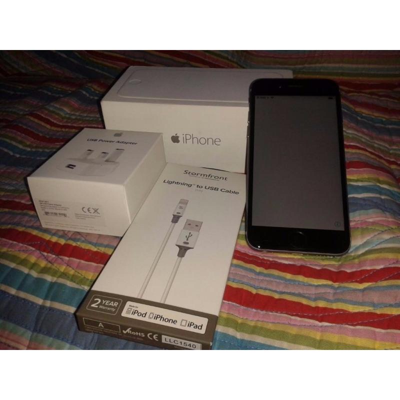 iPhone6 with new accessories, space gray, 16gb, immaculate condition, unlocked.
