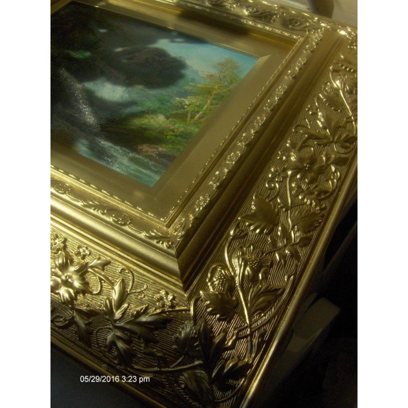 60s 70s oil landscapes , oil painting landscapes with gold frame